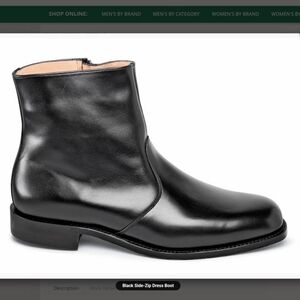 Hitchcock Exeter Black Leather Side Zip Boots - 8.5 5E Wide